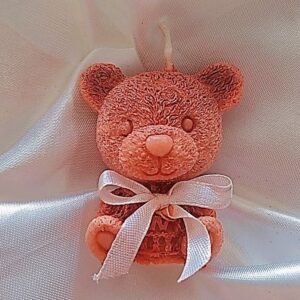 coral pink bear shaped candle