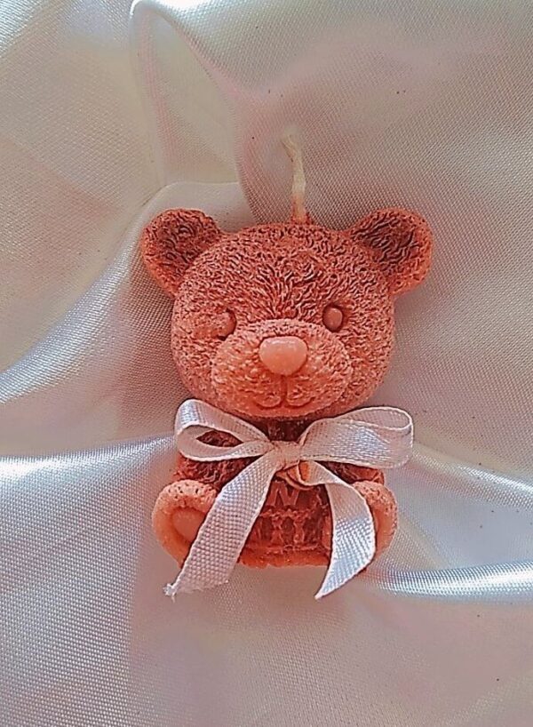 coral pink bear shaped candle