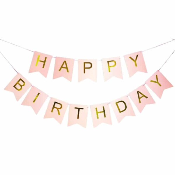 Baby pink paper letter birthday banner