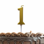Gold metallic number candle