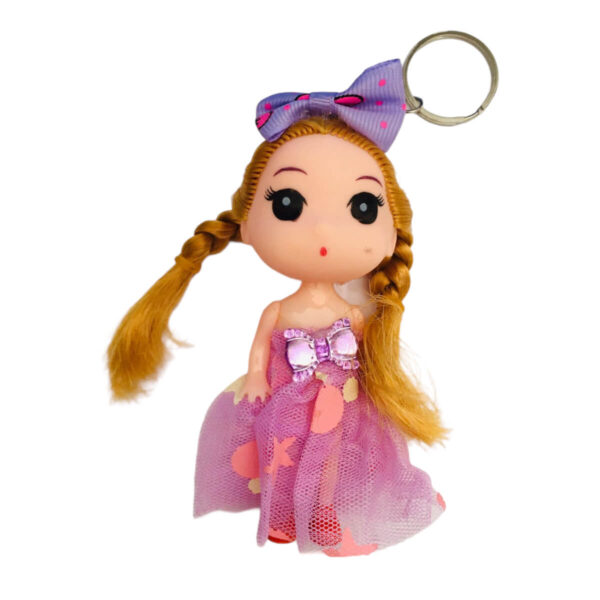 Doll key tag purple dress