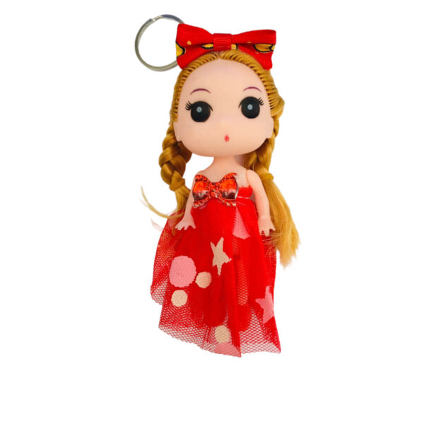 Doll key tag red dress