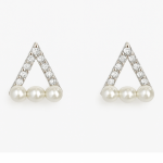 triangle silver stud earrings with pearls