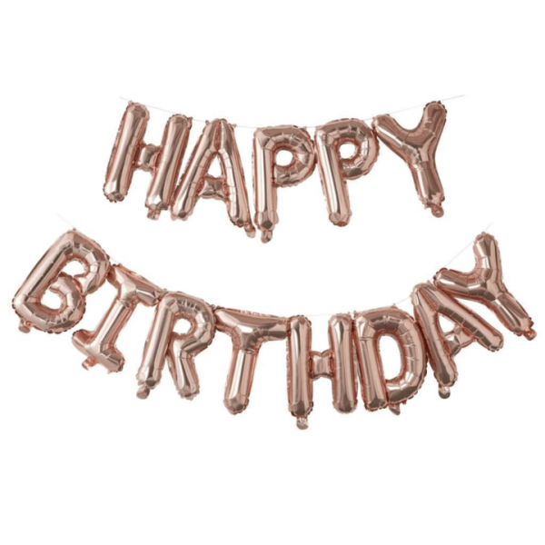 birthday banner rose gold