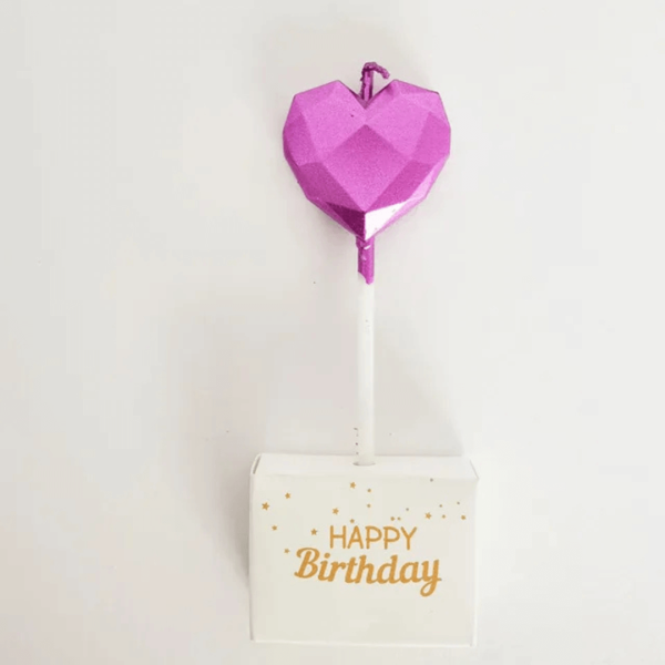 metallic purple heart candle