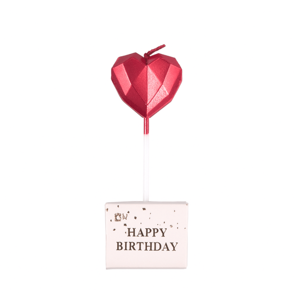 metallic red heart candle