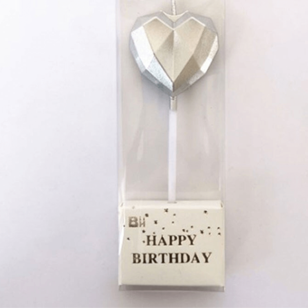 metallic silver heart candle